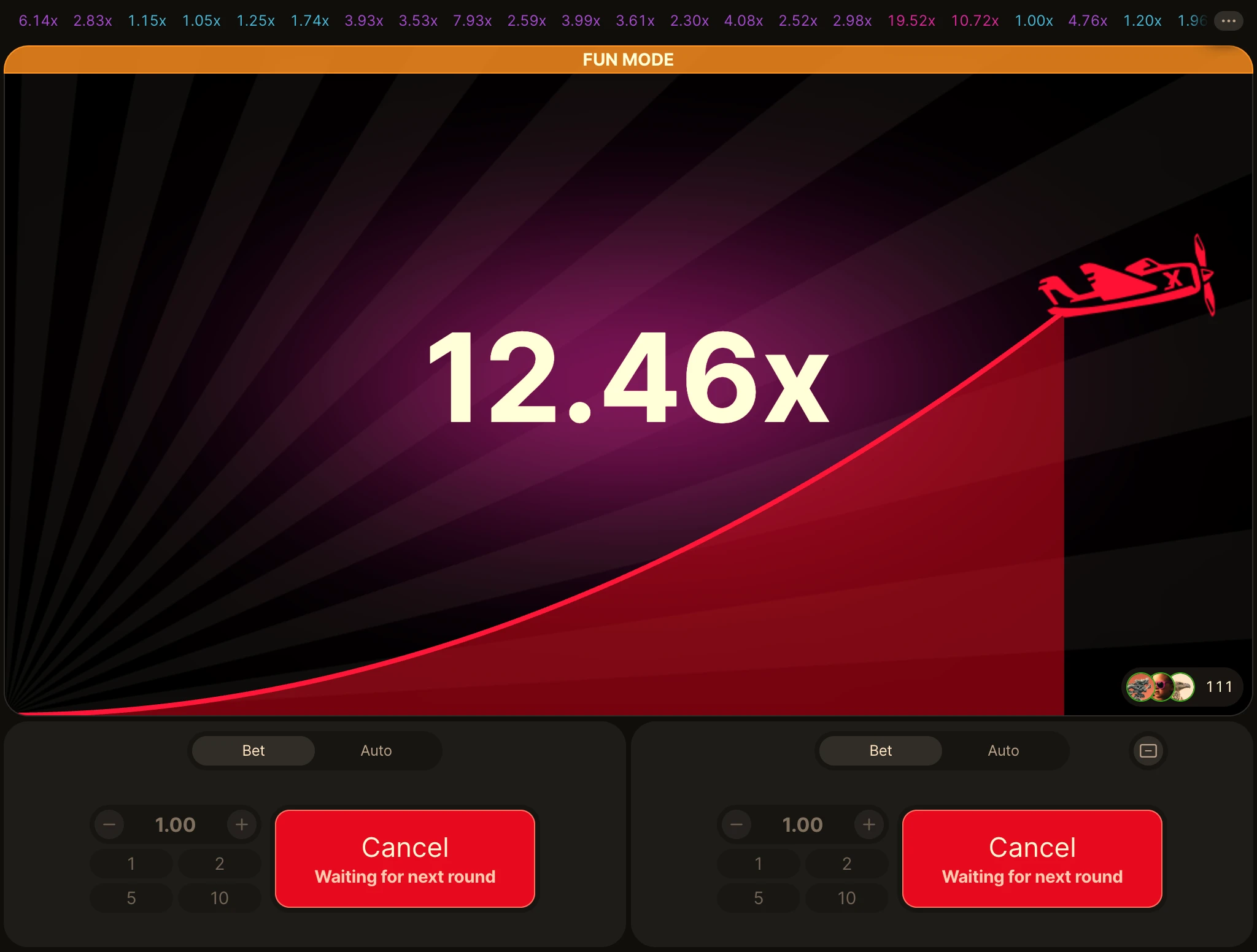Exemple de gameplay et de multiplicateurs élevés dans Aviator